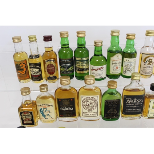 182 - Collection of thirty three Scotch Whisky miniatures, mainly single malts, each 5cl.  (33).