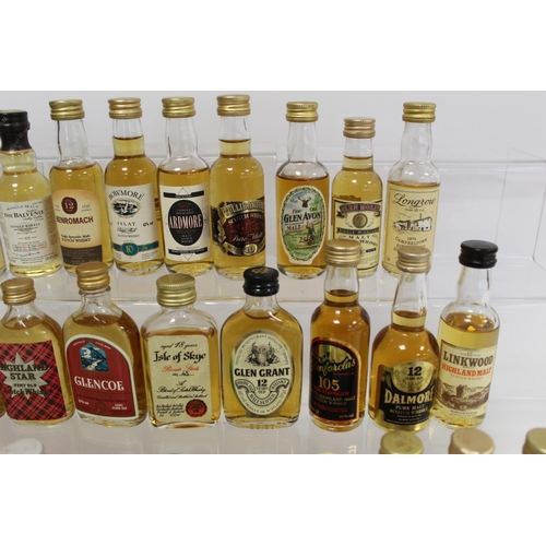 183 - Collection of thirty five Scotch Whisky miniatures, mainly single malts, each 5cl.  (35).