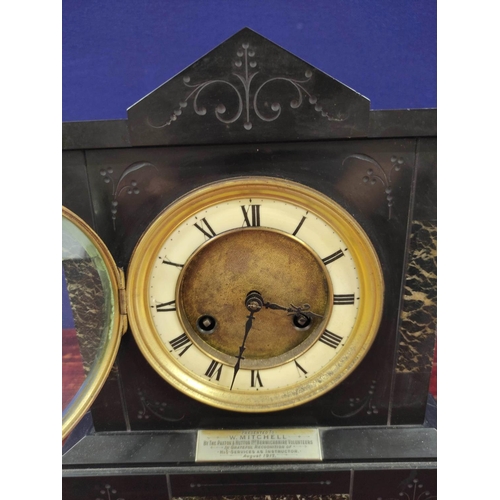 167A - Antique early 20th century striking mantel clock presented to 