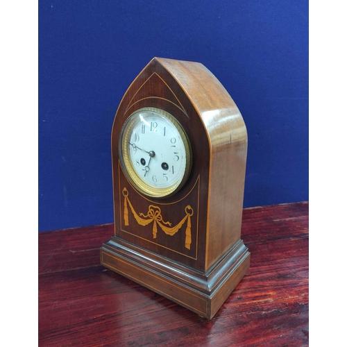 167B - Two early 20th century mantel clocks to include a French Edwardian striking clock of lancet form wit... 