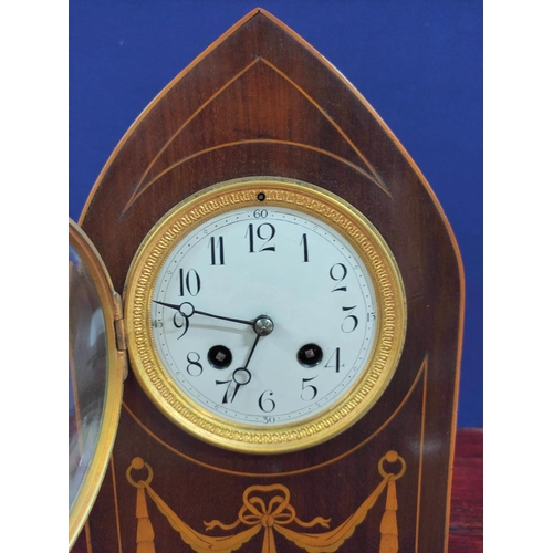 167B - Two early 20th century mantel clocks to include a French Edwardian striking clock of lancet form wit... 