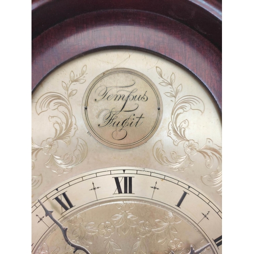 172 - Eight day 'Grandmother' clock for Sorley Glasgow, three train with silvered arch dial in mahogany ca... 