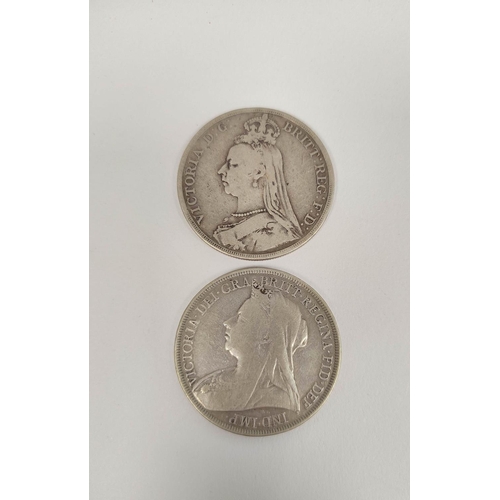 108 - United Kingdom. Victoria. Two silver crowns one dated 1890 & the other 1894. 55g (2)... 