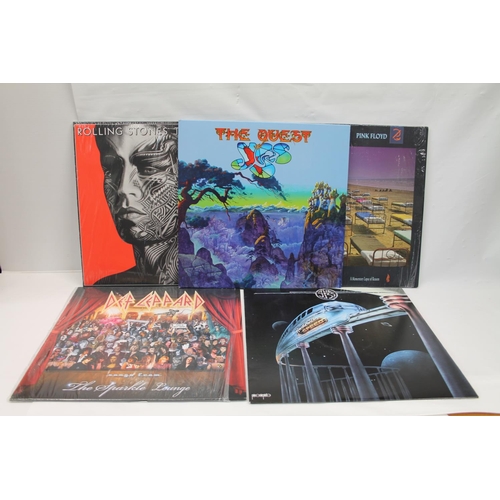 354 - Collection of new pressing albums to include Rolling Stones Tattoo You, Yes The Quest, Def Leppard T... 