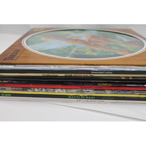 358 - Mix collection of new pressings to include Disney Tarzan picture disc, Counting Crows Butter Miracle... 