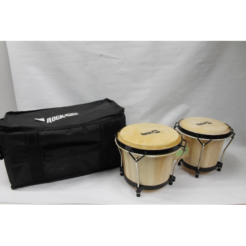 251 - Pair of Rock Jam bongos in zip case.