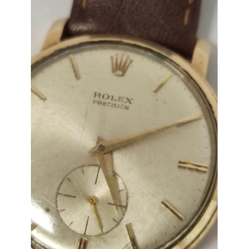 164 - Gent's Rolex precision watch, manual, in 9ct gold case, No. 1,8998, 1962 with Guarantee, 33mm.