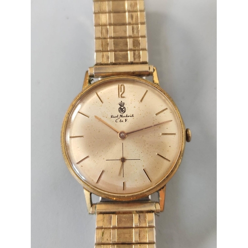 228 - Football Interest- 1960s manual wind wristwatch presented by Real Madrid F.C with Real Madrid crest ... 