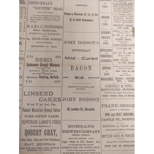 207 - Two bound copies of the newspaper the Eastern Daily Press dating from 1896-1898. Containing advertis... 