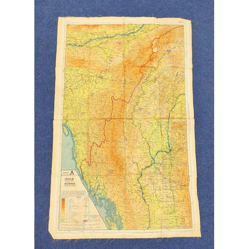 163 - WW2 RAF- Double sided silk escape / survey map of Burma & China scale 1:1,000,000. Property of F... 