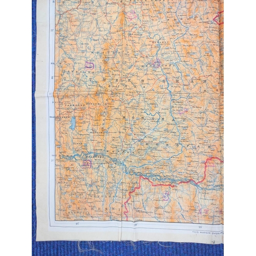 163 - WW2 RAF- Double sided silk escape / survey map of Burma & China scale 1:1,000,000. Property of F... 