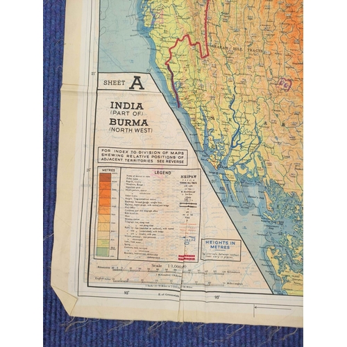 163 - WW2 RAF- Double sided silk escape / survey map of Burma & China scale 1:1,000,000. Property of F... 