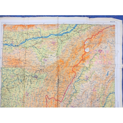 163 - WW2 RAF- Double sided silk escape / survey map of Burma & China scale 1:1,000,000. Property of F... 