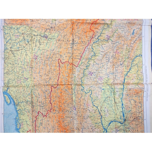 163 - WW2 RAF- Double sided silk escape / survey map of Burma & China scale 1:1,000,000. Property of F... 