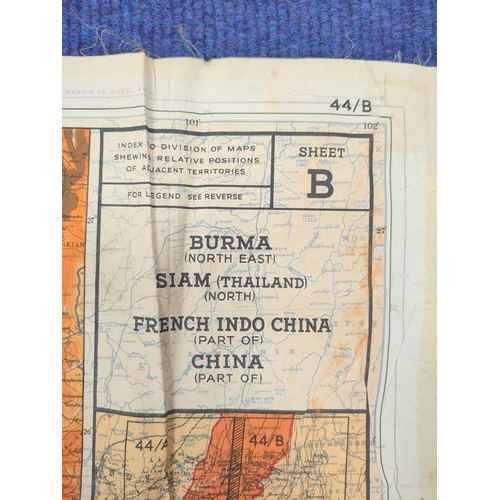 163 - WW2 RAF- Double sided silk escape / survey map of Burma & China scale 1:1,000,000. Property of F... 