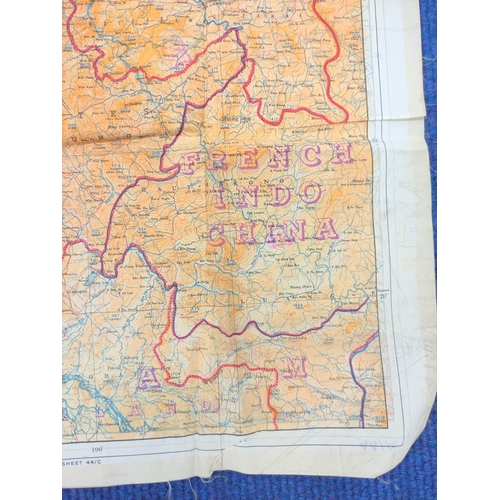 163 - WW2 RAF- Double sided silk escape / survey map of Burma & China scale 1:1,000,000. Property of F... 