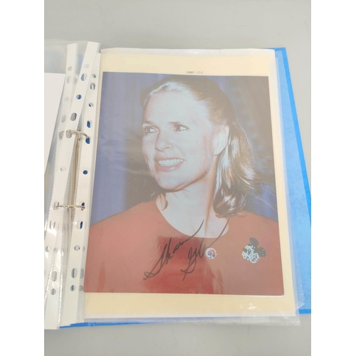 237 - Folder containing a collection of celebrity autographs to include Freddie Starr, Shanon Gless, Sandy... 