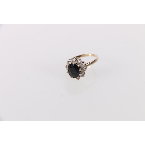 117 - 9ct gold garnet set seven stone dress ring, maker KR, hallmarks rubbed, size M, 5.7g and a 9ct diamo... 