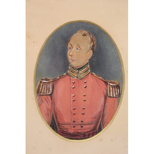 158A - 19th Century English School.Portrait of an officer (24th Regiment of Foot c.1830's?).Gouache.14.5cm ... 