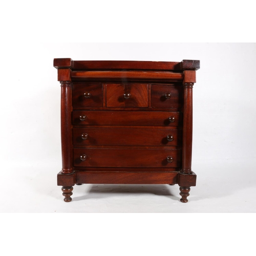 3 - Mahogany apprentice Scotch chest of drawers, 27cm.