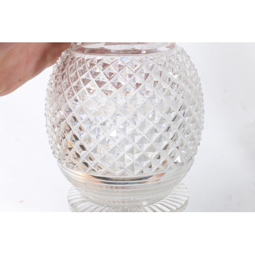 47 - Pair of antique hobnail cut decanters, 20cm