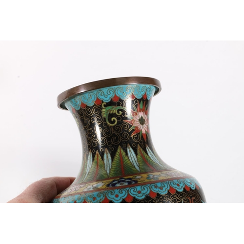 60 - Pair of Chinese cloisonne dragon decorated vases, 26cm.