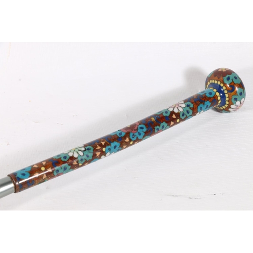 69 - Japanese parasol with floral decorated cloisonne handle, 89cm.