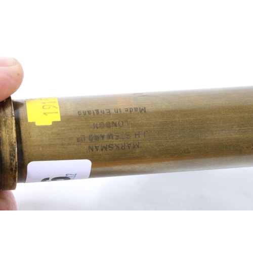 26 - Marksman J H Steward Ltd of London brass and leather telescope, 75cm extended, additional eyepiece.&... 