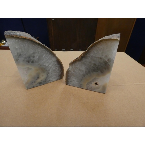 18 - Pair of rock geode bookends.