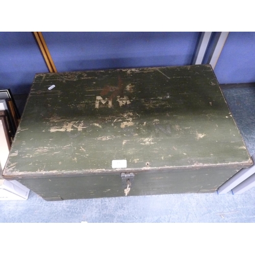 15 - Military-style painted pine box.