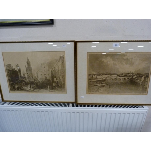 33 - Pair of prints of Old Dumfries.