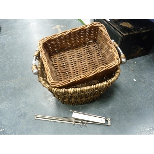 5 - Wicker log basket, another basket and a music stand.