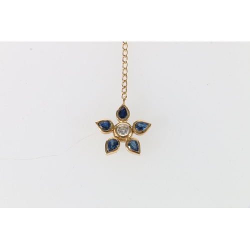 161 - 18ct gold Tiffany & Co. style necklace, with a sapphire star pendant and single diamond with CZ ... 