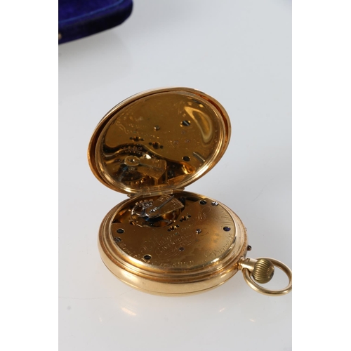 186 - 18ct gold hunter pocket watch, J Hargreaves & Co of Liverpool, makers to the Queen & H R H T... 