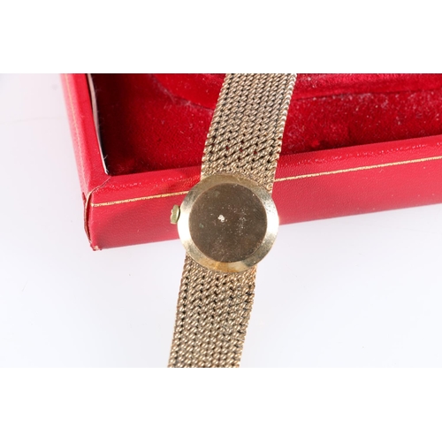 187 - Lady's 9ct gold Omega wristwatch on 9ct gold strap, with box and guarantee, 32.3grams.