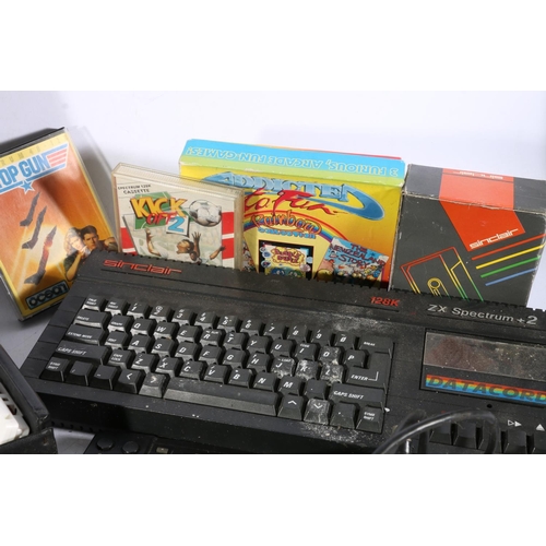 200F - Sinclair ZX Spectrum +2 with games including Top Gun, Kick Off 2, Trap Door, Rambo, Decathlon, Comba... 