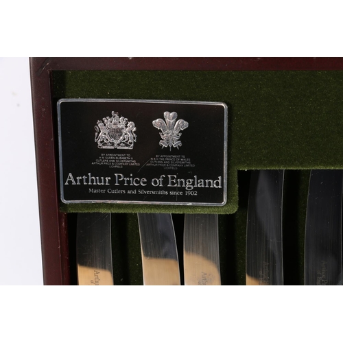 200M - Arthur Price of England silver plated canteen of cutlery in fitted mahogany case with certificate of... 