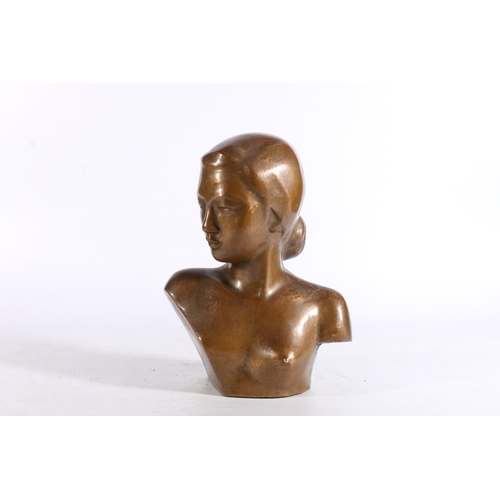 404 - Cast bronze bust of a nude female, unsigned, 26cm tall. 