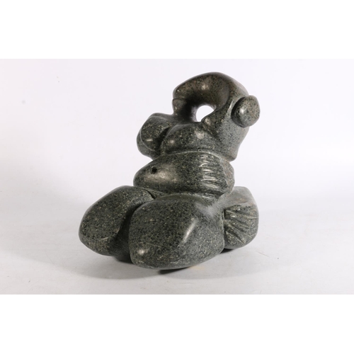 405 - 20th century carved soapstone semi-abstract sculpture of a nude female, unsigned, 26cm tall. 