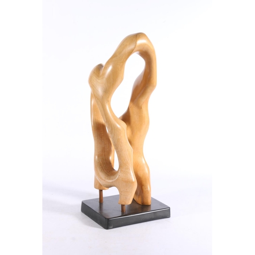 407 - PIPER, a 20th century carved root wood sculpture of abstract form, incised signature 'Piper', raised... 