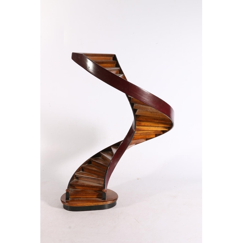 412 - Treen model of a spiral staircase, 48cm tall. 