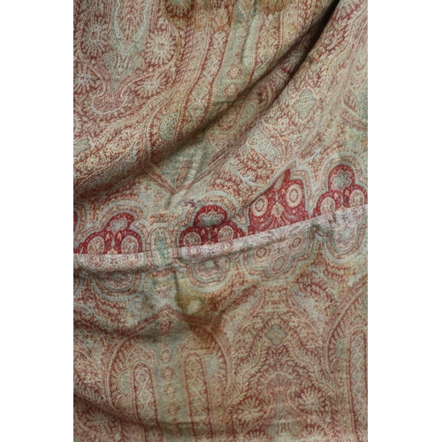 430 - Paisley style patterned shawl, single sided, stained, 244cm x 103cm.