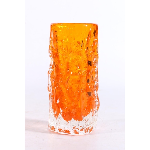 433 - GEOFFREY BAXTER (British 1922-1995) for Whitefriars, a tangerine orange 'Bark' pattern (#9689) vase,... 