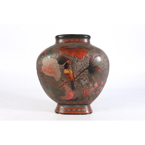 460 - 20th Century Chinese cloisonné on pottery vase of ovoid form, the body decorated with birds a... 