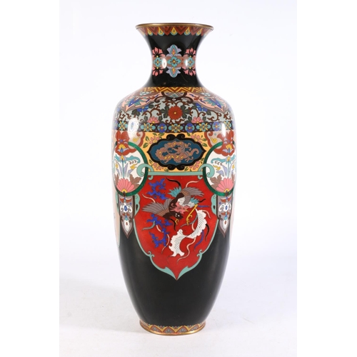 489 - 20th Century large Chinese cloisonné vase, the black ground with clawed dragon decoration and... 