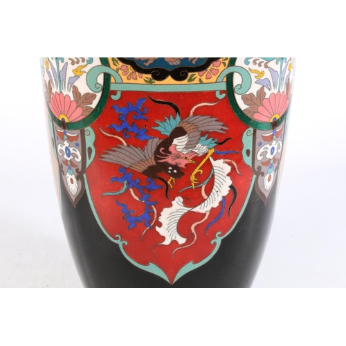 489 - 20th Century large Chinese cloisonné vase, the black ground with clawed dragon decoration and... 