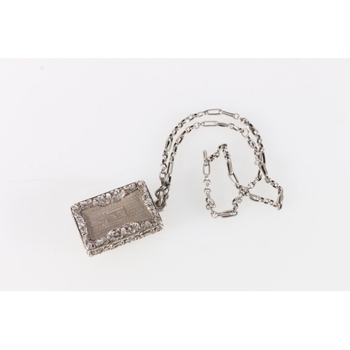 63 - William IV sterling silver vinaigrette of rectangular form, with foliate decoration, Nathaniel Mills... 