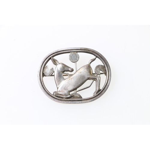 101 - Georg Jensen sterling silver deer brooch, #256 by Arno Malinowski, 4.5cm wide, in Mappin & Webb ... 