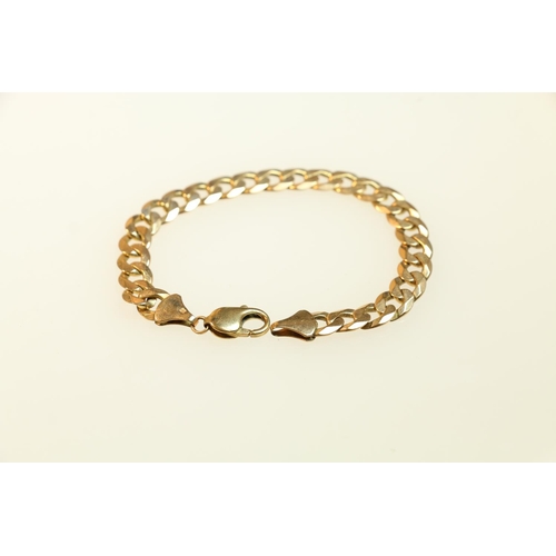 126 - Gent's 9ct gold flattened curb-link bracelet, 20.5cm long, 22.7g.