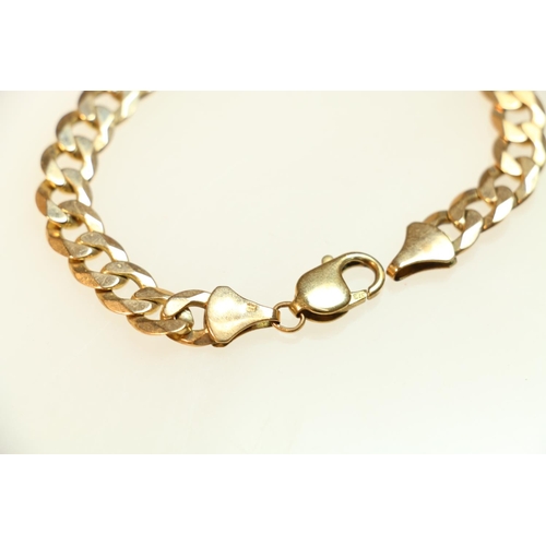 126 - Gent's 9ct gold flattened curb-link bracelet, 20.5cm long, 22.7g.